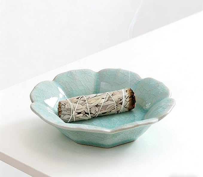 Incense Lotus Holder Bowl for Sticks Cones Sage Palo Santo 3 in 1 Incense Stick Burner Holder Ash Catcher for Meditation Yoga SPA, Balsam Fir/Palo Santo/Sage/Cone