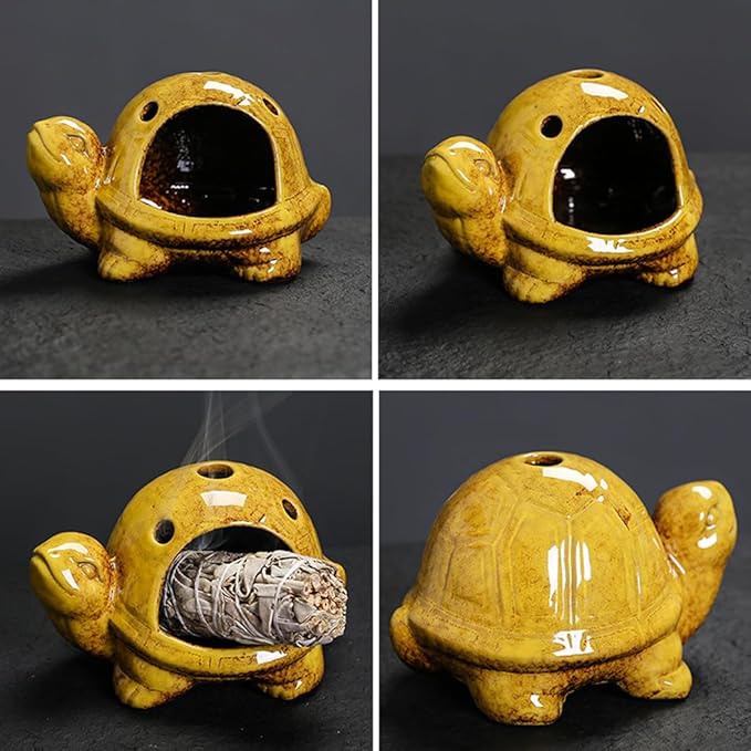 Turtle Palo Santo Holder Ceramic Palo Santo Burner Sage Holder for Burning,Sea Turtle Incense Holder for Wood Sticks Incense Cones and Sage,Incense Burner for Yoga Zen Meditation Altar Decor (B)