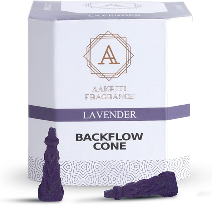 Backflow Natural Incense Waterfall Cones Unique Shape for Backflow Incense for Prayer, Meditation, Relaxation Burner Holder (25 pcs) (Lavender, Square Pyramid)