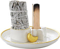 4 in 1 Incense Holder, Palo Santo Holder for Burning Sage, Ash Catcher Tray, Candle Holder for Meditation Yoga Room