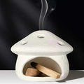 Mushroom Palo Santo Holder Chimney Burner, Ceramic Smudge Bowl for Sage Cones Incense Sticks, Cute Aromatherapy Yoga Meditation Home Decor (White)