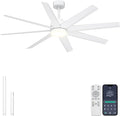 Ohniyou 60" Modern Ceiling Fan with Light for Patio, Porch, Living Room | Remote/App Control, Quiet DC Motor, 3CCT Dimming, Covered Outdoor Fan with 8 ABS Blades, White