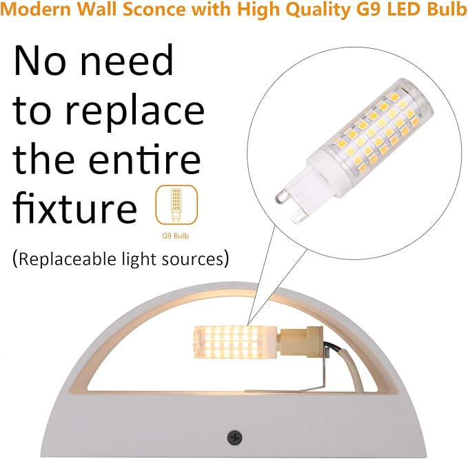 Aipsun 4 Pack Aluminum Modern Indoor LED Wall Sconce Hardwired Interior Wall Lights Up and Down Wall Mount Light for Living Room Bedroom Corridor Conservatory Warm White 3000K(with G9 Bulbs)