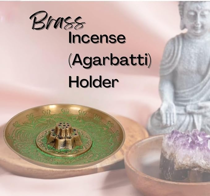 Skywalk Metal Brass Incense Agarbatti Stand Holder, Puja Accessory, Spiritual and Religious |Size-5" Pbs-Ld-46 Standard Green