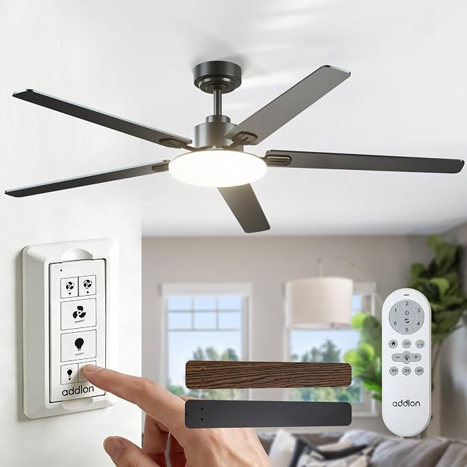 addlon Ceiling Fans with Lights, 60 inch Black Ceiling fan with Light and Remote Control, Reversible, 3CCT, Dimmable, Noiseless, Ceiling Fan for Bedroom, Farmhouse, living room, Indoor/Outdoor Use