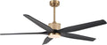 LEDLUX 60" Ceiling Fan with Light – Remote Control, Solid Wood, 6-Speed, Quiet Reversible DC Motor, Black/Gold Finish, 4.5"/12" Downrods, Noiseless Large Ceiling Fan for Bedroom, Living Room, Porch