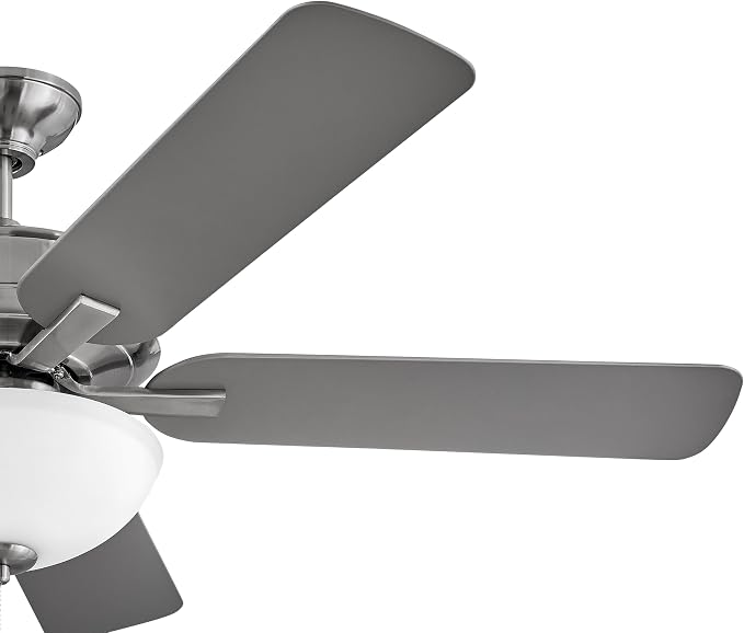 Hinkley Metro 52" LED Indoor Dual Mount Ceiling Fan with Light- Traditional Style, Reversible Wooden Fan Blades, Brushed Nickel w/Matte Black or Silver Blades, Remote Sold Separately