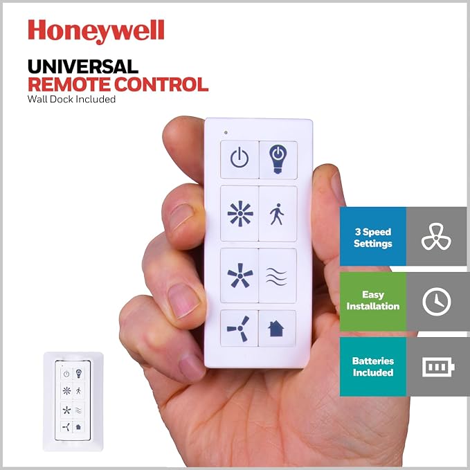 Honeywell Ceiling Fans Xerxes Modern 62 Inch Ceiling Fan with Light, Remote Control Fan, LED Indoor Fan with 8 Blades, Dark Elm and Rough Pine Blade Finish Options, Bronze (50609-01)