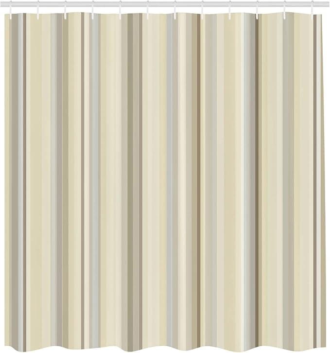 Ambesonne Stripes Shower Curtain, Abstract Ocean Inspired Palette Lines Geometrical Image Illustration, Cloth Fabric Bathroom Decor Set with Hooks, 70" Long, Pastel Yellow
