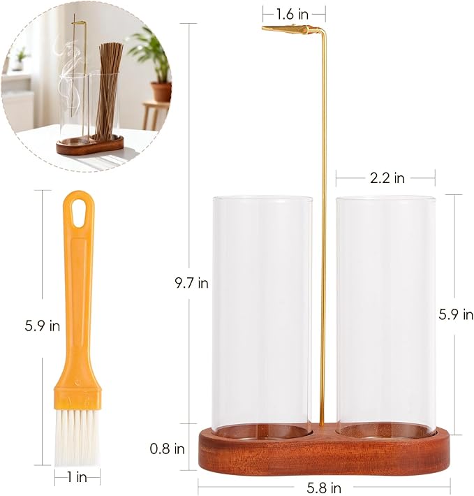 2 in 1 Incense Holder for Sticks, Glass Incense Burner with Storage, Upside Down Hanging Incense Holder with Ash Catcher for Meditation, Yoga, Spa Room & Home Decor