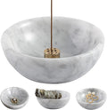 Koville Italian Natural Marble Incense Holder, 5inch Incense Holders for Sticks, Sturdy Incense Burner Ash Catcher, Ideal for Meditation, Relaxing, Easy to Clean(Bianco Carrara)