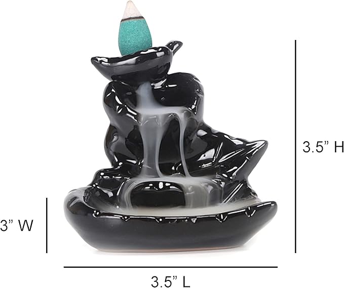 SOUL STICKS Backflow Incense Holder Burner Waterfall Fountain for Home, Office, Yoga, Room Decor & Aromatherapy with 1 Pack of 10 Backflow Fragrance Cones Included (Autumn Falls)