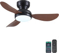 Kviflon 36 Inch Ceiling Fans with Lights, Small Flush Mount Ceiling Fan, Remote/APP Control, 3 Reversible Curved Blades, 6 Speeds, 3 CCT Dimmable Lights for Bedroom Kids Room, Brown