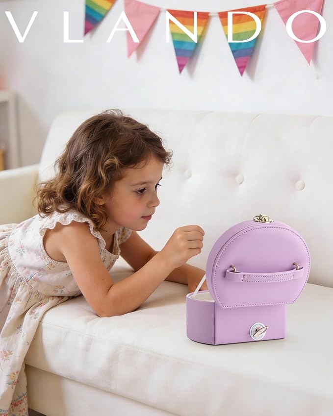 VLANDO Bithday Gifts for Girl, Musical Jewelry Box for Girls, Small Kid Music Box with Ballerina for Party Bedroom Decor, Gifts for Girls Kids - Purple