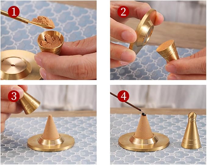 JianLing 2PCS Incense Set Tools Copper Spoon Shovel Spatula Brass Sweeping Seal Script Accessories Making Tools Used for Hotels Temples Pressing Incense Powder
