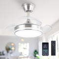 STERREN 30" Retractable Ceiling Fans with Lights, Dimmable LED Ceiling Fan Remote Control, Modern Small Fan Light for Bedroom Living Room Dinning Room Kitchen, 3000K-6500K, 6 Speed (Brushed Nickel)