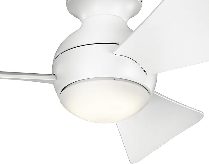 Kichler 330150MWH 34 Inch Sola Ceiling Fan LED, 3 Speed Wall Control Full Function, Matte White Finish with Matte White Blades