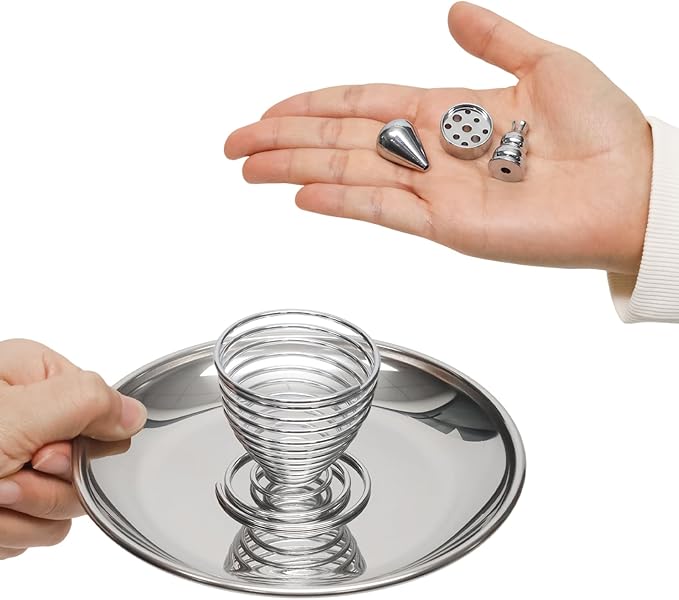5 in 1 Incense Burner, 5.51 Inch Incense Holder Set for Incense Sticks, Coil Incense and Incense Cones, Multi-Functional, Brass Ash Catcher, Gourd-Shaped Tray（Silver）