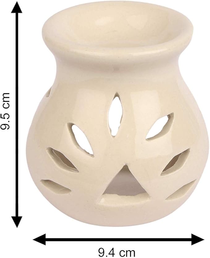 Ceramic Essential Oil Burner Wax Melt Burners |Aromatherapy| Ceramic Oil Diffuser| Candle Tealight Holder (Set of 1) Home Bedroom Decor Christmas Housewarming Gift, White