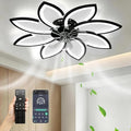35" Ceiling Fans With Lights and Remote, Low Profile Flush Mount | Ceiling Fan With Light Modern Dimmable 3 Colors 6 Speed Quiet Reversible Motor Timing for Bedroom Living Room Kitchen Black