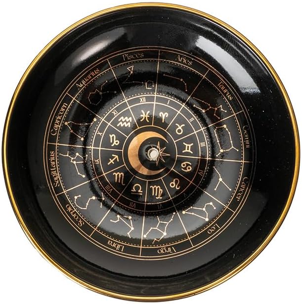 Pacific Giftware Astrology Wheel Incense Holder Ceramic Zodiac Constellation Design Ideal for Aromatherapy and Home Decor 3.62" x 3.62"