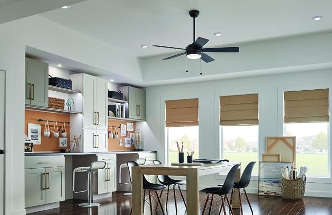 Kichler Starkk 52 in 5-Blade Ceiling Fan with LED Light, Modern Indoor Fan with Etched Cased Opal Glass in Polished Nickel, Reversible Silver and Walnut Blades, 330174PN