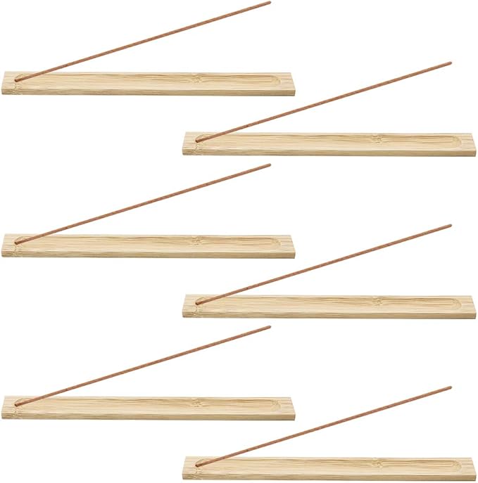 Bamboo Wood Incense Sticks Holder Incense Burner Ash Catcher (6 Pack)