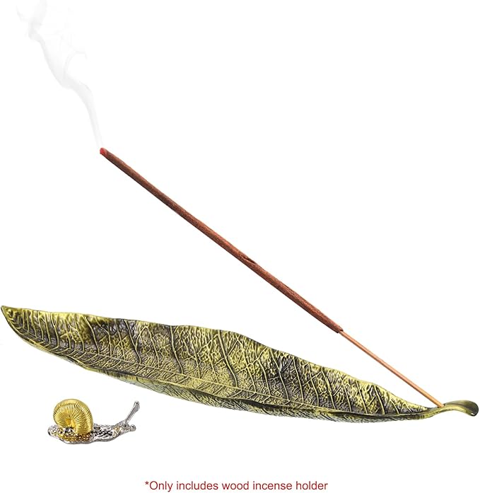 uxcell Incense Holder Set, Leaf and Snail Incense Burner, Incense Ash Catcher, Modern Stick Incense Holder for Yoga, Meditation, Home, Office, Copper