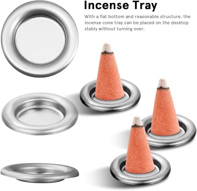 50pcs Tower Incense Tray Incense Holder Incense Cone Tray Decor Decorative Incense Burner Incense Cones Holder Metal Incense Cone Tray Incense Burner Adornment Aluminum Alloy