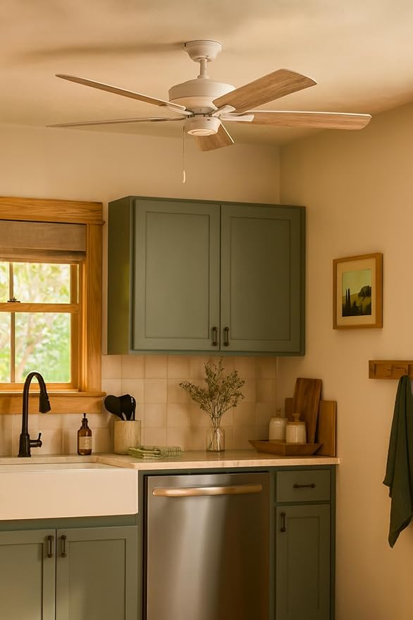 Hinkley Metro 52" Indoor White Ceiling Fan No Light, Traditional Style, Reversible Wooden Fan Blades, Chalk White and Weathered Wood, Remote Sold Separately
