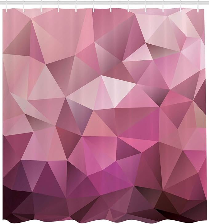 Ambesonne Abstract Shower Curtain, Triangle Style Entertainment Geometric Shapes Monochromic Illustration, Cloth Fabric Bathroom Decor Set with Hooks, 69" W x 70" L, Rose Dried Rose Pink