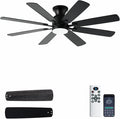 KNUN 52 Inch Ceiling Fan with Light,Low profile Ceiling Fans with Remote Control or App Control, 8 Blades, Noiseless, DC Motor, Flush Mount Ceiling Fan for Bedroom,Living Room, Indoor/Outdoor Black