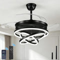Retractable Ceiling Fans with Lights, 48" Fandelier Ceiling Fan with Light and Remote, Reversible, 3 CCT, Dimmable, Modern Chandelier Ceiling Fan for Bedroom, Living Room, Dining Room (Black)