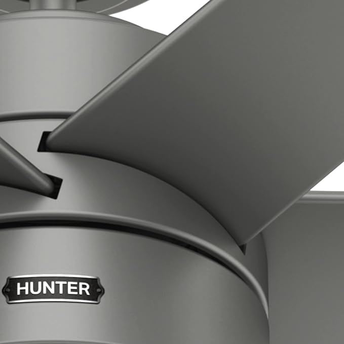 Hunter Solaria, Outdoor or Indoor, Ceiling Fan, 60 inch, Matte Silver | with LED Light, Standard Mount, Wall Control, Quiet, 6 Blades, For Patio, Porch, Garage, 59625