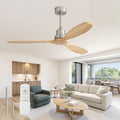 Sofucor 52 Inch Wood Ceiling Fans no Light, Works with App/Alexa/Google, Dimmable 6-Speed Outdoor Ceiling Fan with Remote for Indoor Bedroom Living Room Outdoor Patio Porch