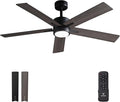 Ceiling Fan with Light Remote: 52 Inch Modern Bedroom Fans with Dimmable Tri-Color Temperature LED - Quiet Reversible DC Motor - Indoor Outdoor