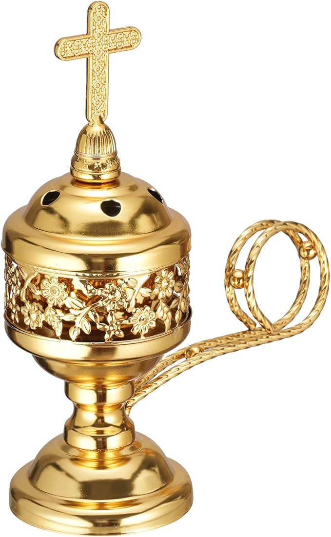 Decorative Palm Tree Incense Burner, Gold Metal Design (Gold-F008)