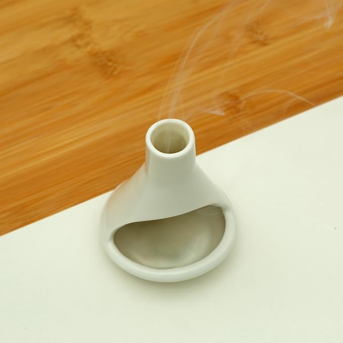 MOUGIGI Ceramic Chiminea Palo Santo Holder and Burner - Modern Medieval Incense Candle and Matchstick Mini Chiminea for Wood Sticks and Bulk Incense with Ash Catcher - Zen-Inspired Home Decor Gift