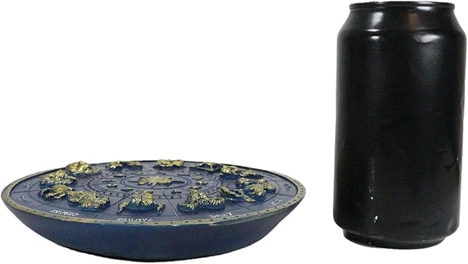 Ebros Gift Blue Ancient Greek Astrological Horoscopes Zodiac Constellations with Sun and Moon Decorative Incense Holder Burner Figurine 6.5" Diameter Home Aromatherapy Accessory