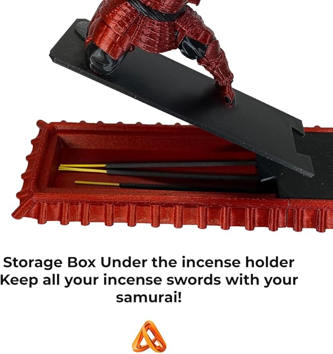 Incense Holder with Storage Box Japanese Samurai Warrior Incense Burner Ash Catcher Asian Spiritual Zen Meditation Gift Traditional Art