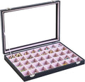 Stratalife 40 Grid Earring Organizer, Jewelry Holder Organizer with Lid | PU Leather Storage Box for Earring, Ring, Studs and Trinkets, Soft Velvet Drawer Organizer for Women, Dustproof, Pink Black