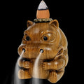Wooden Hippo-shaped Incense Burner - Sandal Wood - Backflow Incense Holder - Desktop Ornament for Home Decoration
