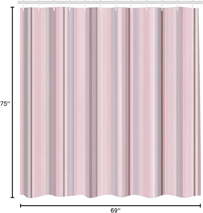 Ambesonne Stripes Shower Curtain, Abstract Ocean Inspired Palette Lines Geometrical Image Illustration, Cloth Fabric Bathroom Decor Set with Hooks, 75" Long, Pale Eggshell