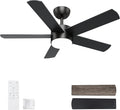 POCHFAN 42 inch Black Ceiling Fans with Lights and Remote Control, LED Ceiling Fan Dimmable 3 CCT 6-Speed, Noiseless Modern Ceiling Fan for Bedroom, Living Room, Dining Room, ETL Listed