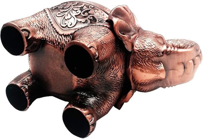 Hourwof Metal Elephant Incense Holder,Vintage Cone Coil Incense Burner with Lid,Ash Catcher,Aromatherapy Ornament Home Office Decor,Red Copper