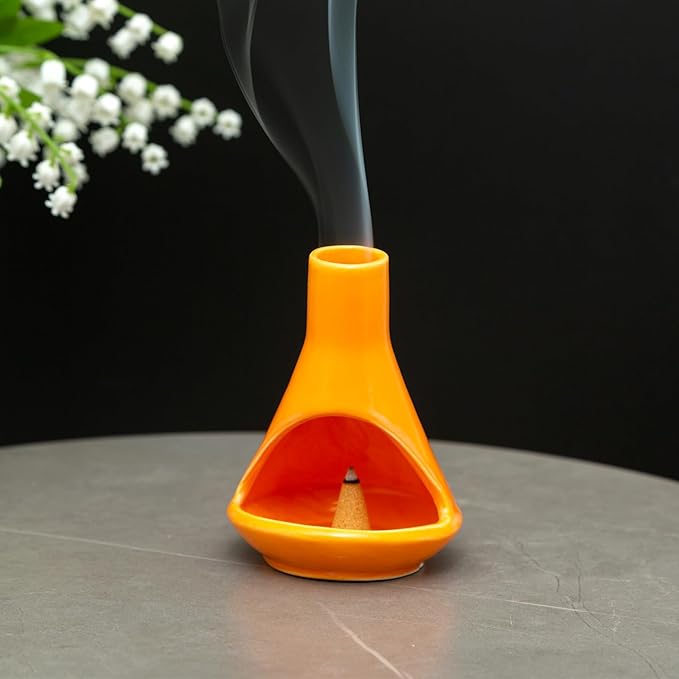 MOUGIGI Handmade Ceramic Chiminea Palo Santo Holder - Modern Medieval Incense Burner and Candlet Holder - Zen Home Decor