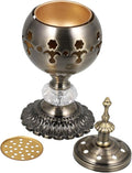 Iron Incense Burner Candle Stand 7.28X3.03In Aromatherapy Furnace Essential Oil Diffuser with Decorative Hollow Design for Home Study Bedroom Yoga