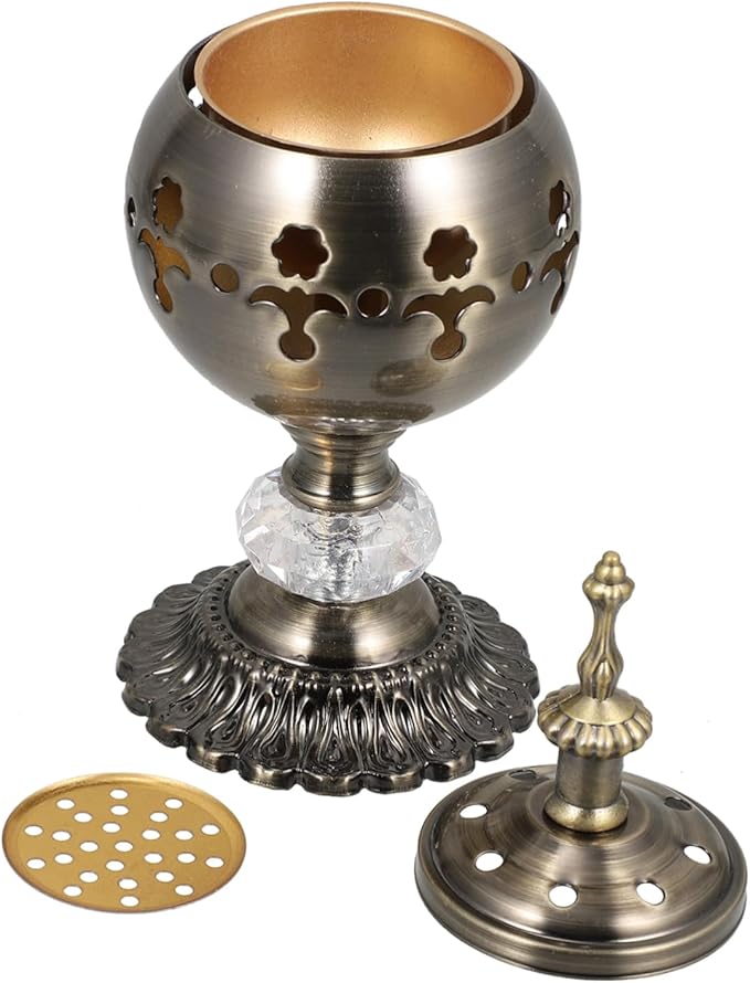 Iron Incense Burner Candle Stand 7.28X3.03In Aromatherapy Furnace Essential Oil Diffuser with Decorative Hollow Design for Home Study Bedroom Yoga