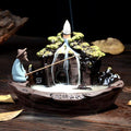 Guilin Scenery Incense Burner, Ceramic Backflow Incense Holder with 10PCS Incense Cones for Home Decor Yoga