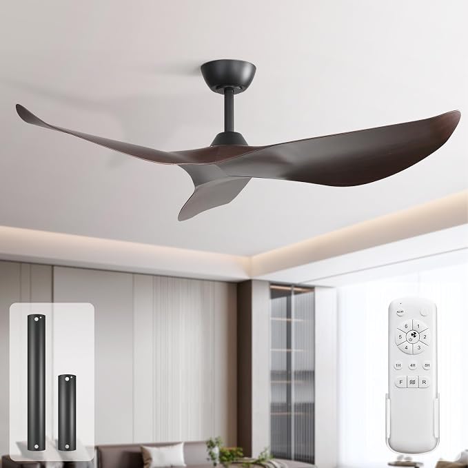 Sofucor 38 Inch Ceiling Fan No Light, Modern Ceiling Fan with Remote Control, Quiet Reversible DC Motor, 6-Speed Noiseless Indoor Ceiling Fan for Bedroom Living Room Covered Patio Porch